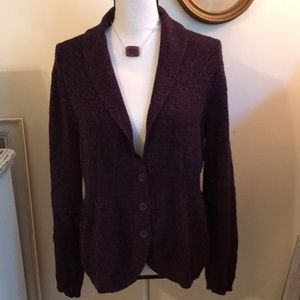 croft & barrow Plum Knit Button-Front Cardigan